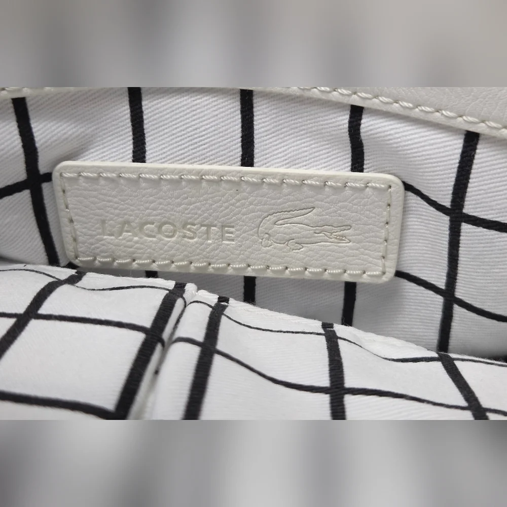 Lacoste Cream White Tote Bag Croc Logo